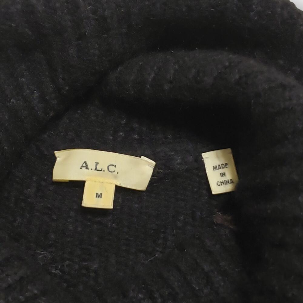 A.L.C. Tracey Fair Isle Sweater Oversized Alpaca Turtleneck Blk Bordeaux Sz Med - Picture 7 of 13